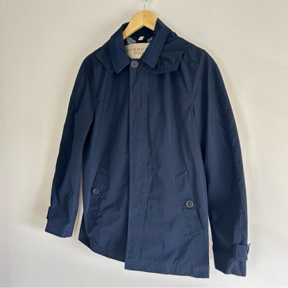 Burberry Brit Navy Hooded Short Trench Coat sz XS - Picture 5 of 9